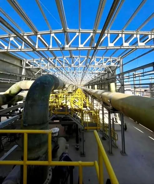 Indoor filtration piping structure of Dakhla Desalination Plant