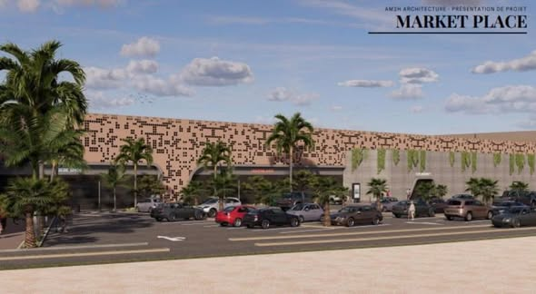 Oasis Square Mall exterior storefront view render