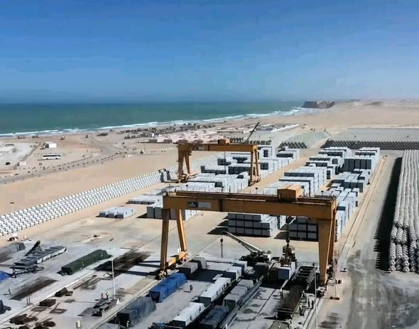Dakhla Atlantic Port prefab block yard construction cranes