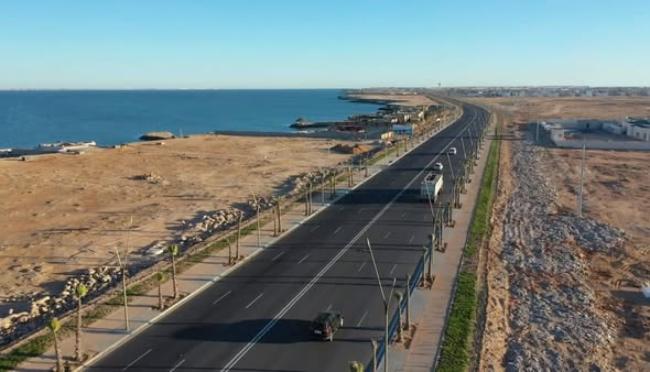 Coastal highway along the Dakhla peninsula